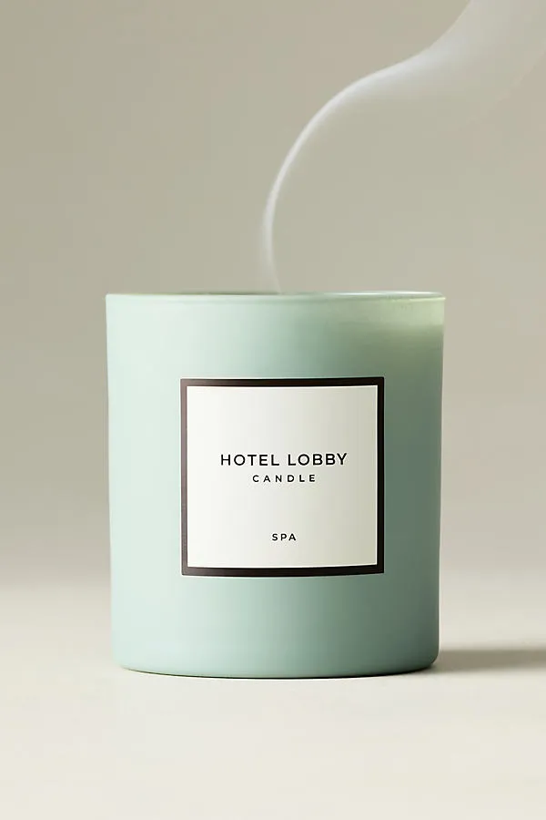 Hotel Lobby Fresh Spa Boxed Glass Candle - Blue, Cotton by Anthropologie