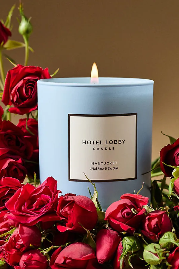 Hotel Lobby Nantucket Wild Rose & Sea Salt Glass Candle - Blue by Anthropologie