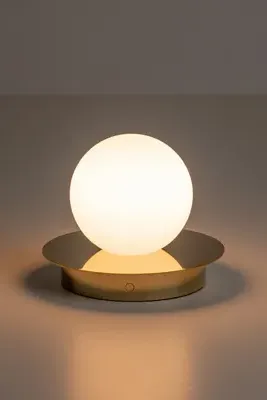 Brass Opal Disk Rechargeable Table Lamp - Gold product