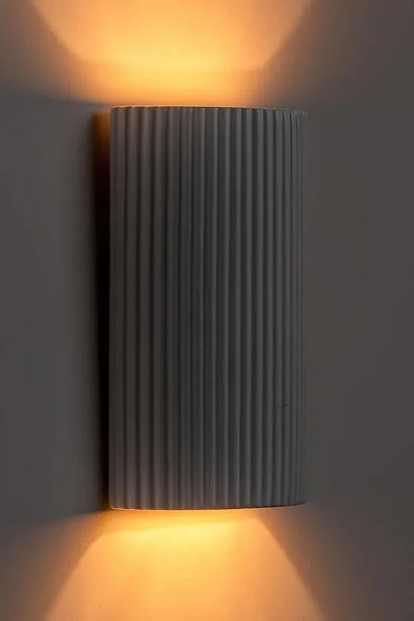 Ribbed Ceramic Pillar Wall Light - White product
