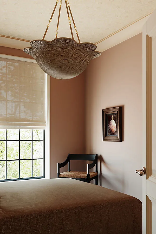Ardonia Abaca Petal Bowl Chandelier - Beige, Abaca product