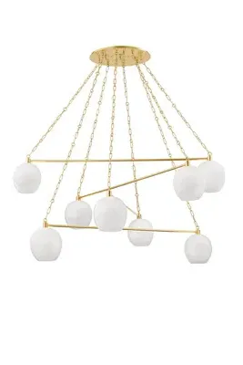 Asbury Park Layered Etched Cloud Glass Chandelier - White by Anthropologie, alternate view