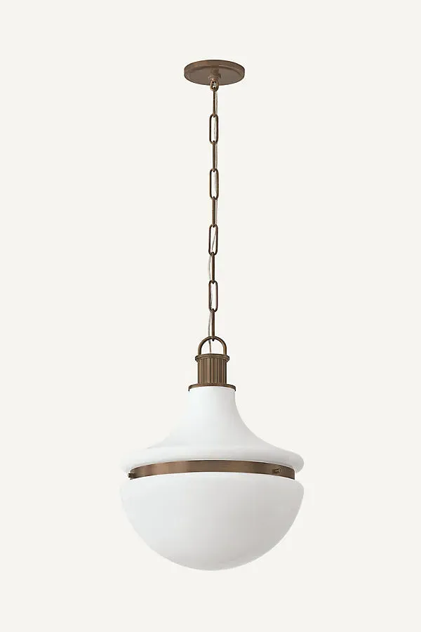 Barryville Opal Glossy Glass Pendant - Bronze, Gold by Anthropologie