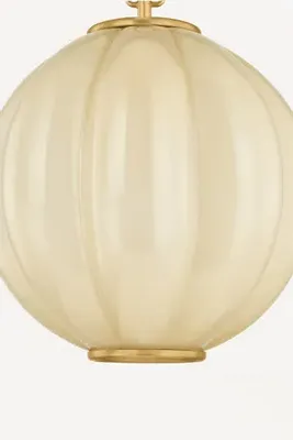 Bernadine Scalloped Etched Glass Pendant - Gold by Anthropologie, image 2