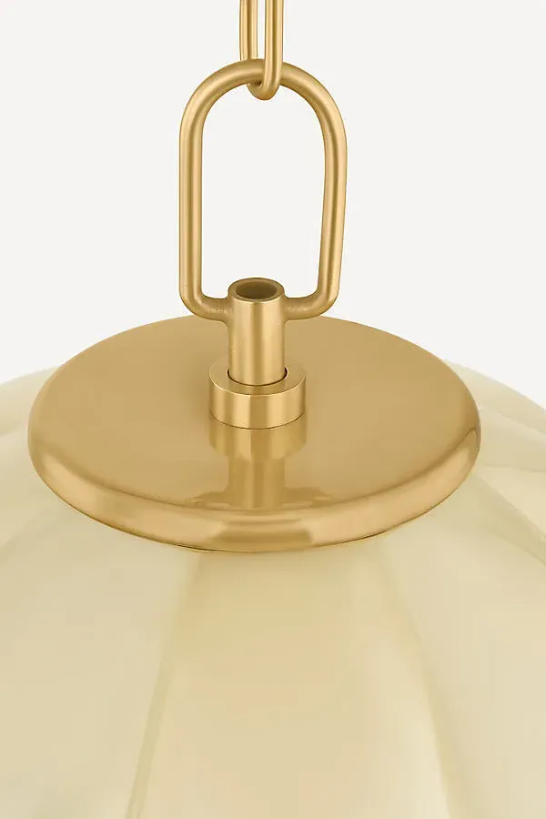 Bernadine Scalloped Etched Glass Pendant - Gold by Anthropologie