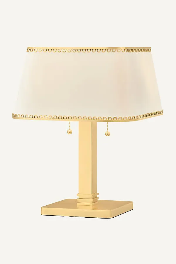 Claude Augusta Hoffman Table Lamp - Aged Brass, Raw Silk product
