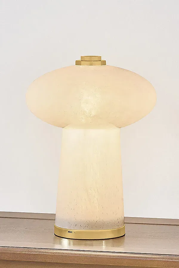 Fords Seeded Cloud Glass Cordless Rechargeable Table Lamp by Anthropologie