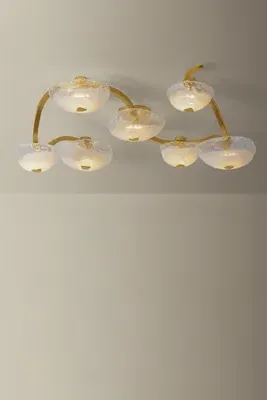 Kune Blonchino Piastre Glass Semi-Flush Mount - Gold by Anthropologie, alternate view