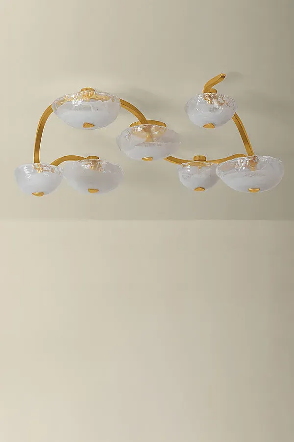 Kune Blonchino Piastre Glass Semi-Flush Mount - Gold by Anthropologie