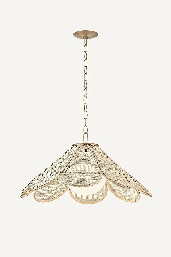 Lauren Liess Petal Woven Rattan Pendant Light - Gold, Brass product