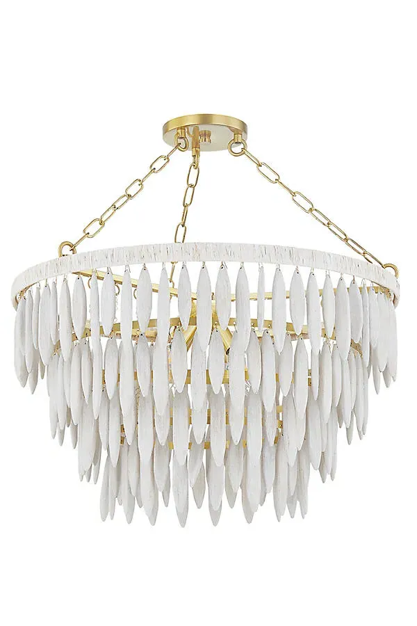 Tiffany Cascade Tiered Chandelier - Whitewashed, Wood Bead by Anthropologie