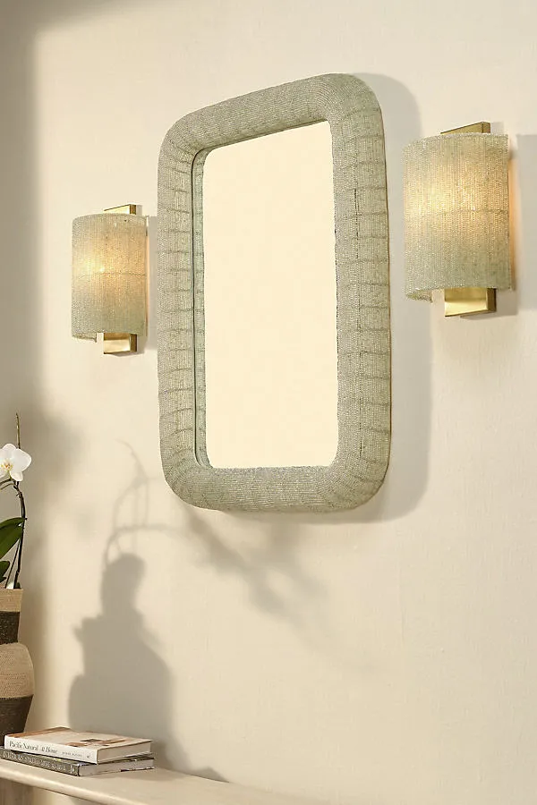 Confetti Wall Mirror - Green, Glass Beads by Anthropologie