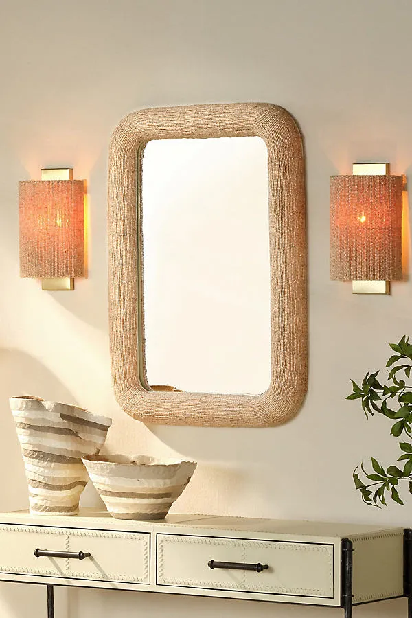 Confetti Wall Mirror - Ivory, Glass Beads by Anthropologie