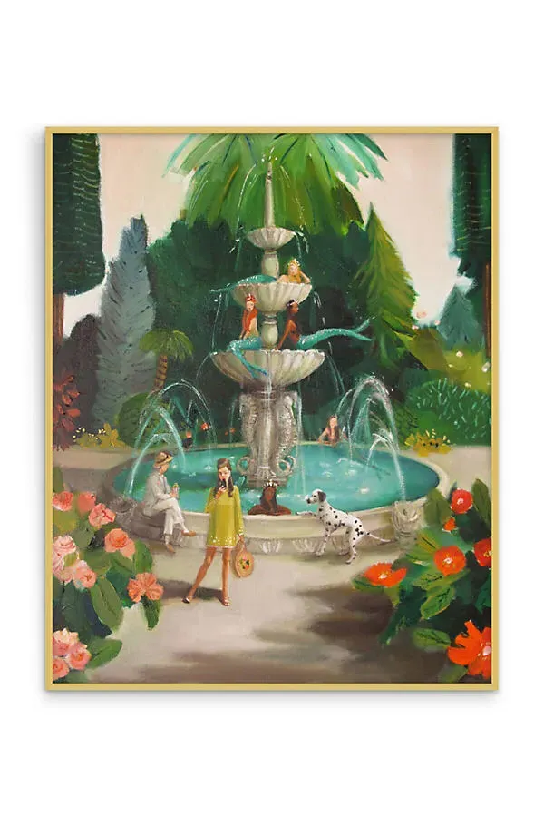 Janet Hill Selfie At The Mermaid Public Fountain Wall Art product