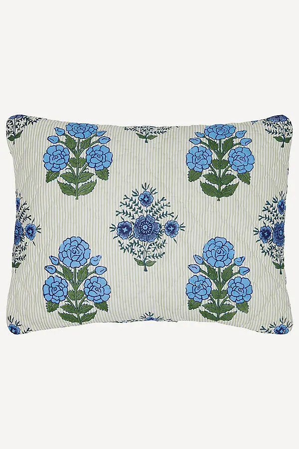 Bipin King Sham - Blue, Cotton Voile by Anthropologie