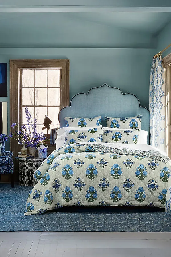 Bipin King/Cal King Quilt Hand-Quilted - Blue, Cotton Voile by Anthropologie, image 2