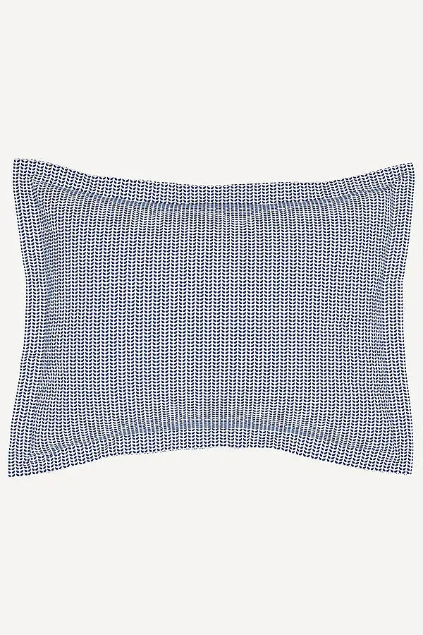 Cinde Standard Pillow Sham - Blue, Cotton by Anthropologie