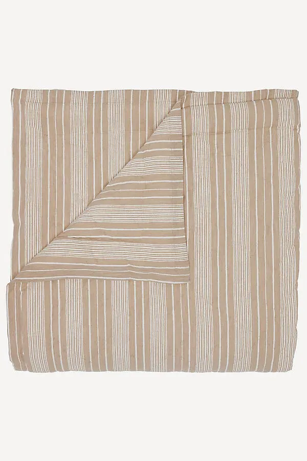 Darika King Size Quilt - White, Cotton Slub Chambray by Anthropologie