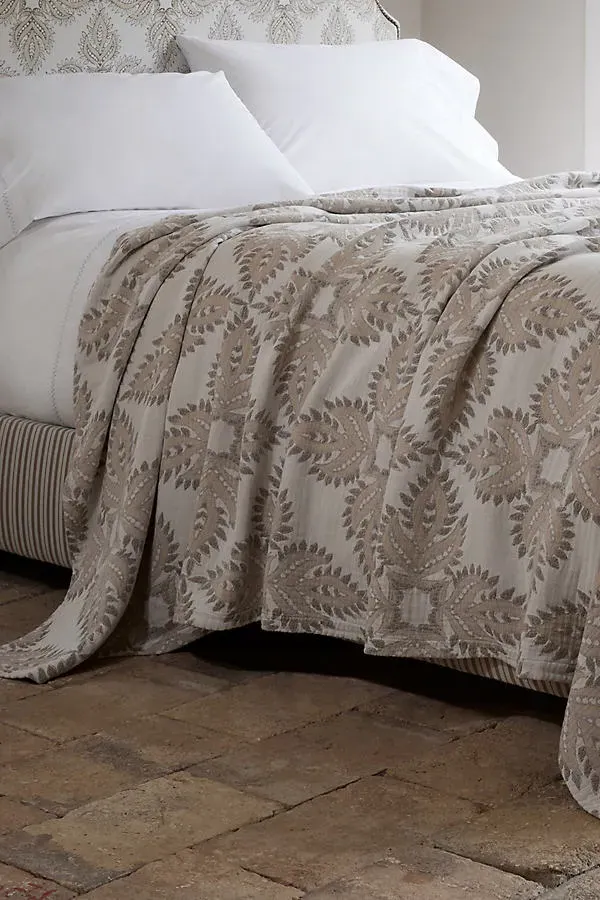 John Robshaw Dasati Bed Blanket - Beige, Cotton by Anthropologie