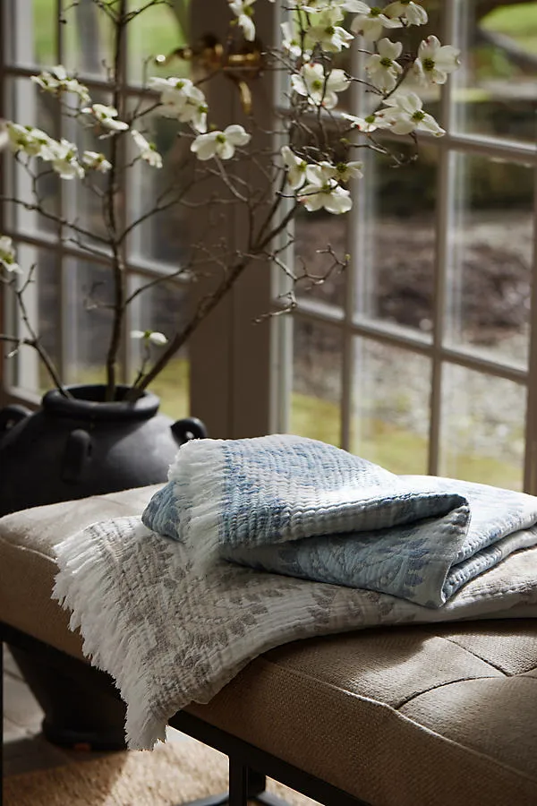 John Robshaw Dasati Throw Blanket - Beige, Cotton product