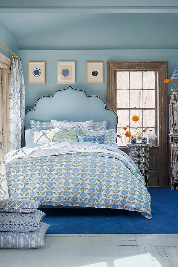 John Robshaw Kaavia Organic Cotton Percale Duvet - Blue by Anthropologie
