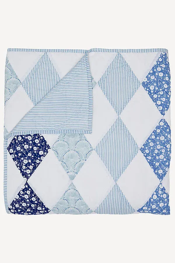 John Robshaw Namit King Size Quilt - Blue, Cotton Voile by Anthropologie, alternate view