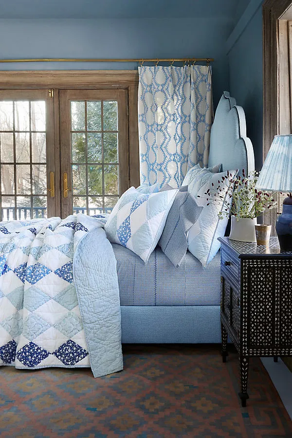 John Robshaw Namit King Size Quilt - Blue, Cotton Voile by Anthropologie