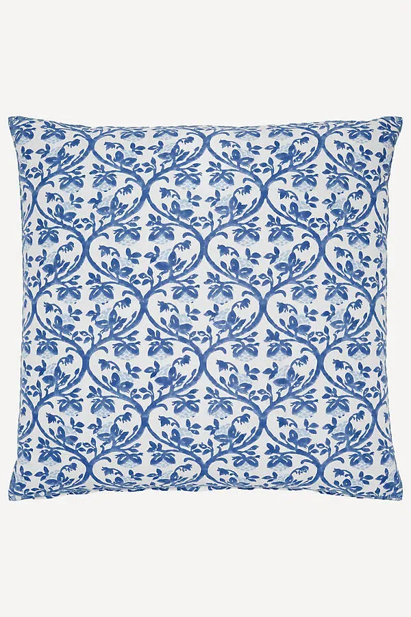 John Robshaw Rhea Azure Decorative Pillow Cover - Blue, Cotton/Linen by Anthropologie