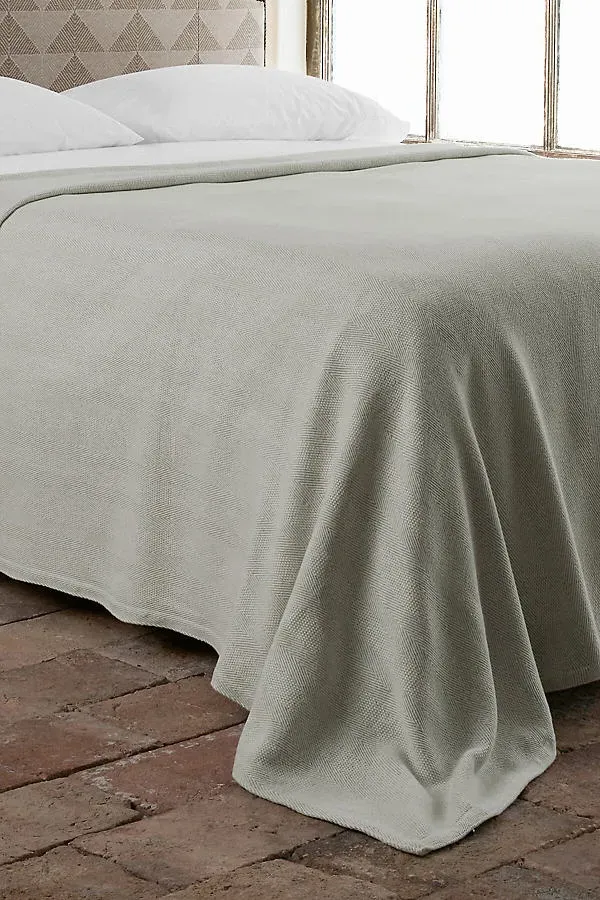 Lavanya King Size Blanket - Green, Cotton by Anthropologie