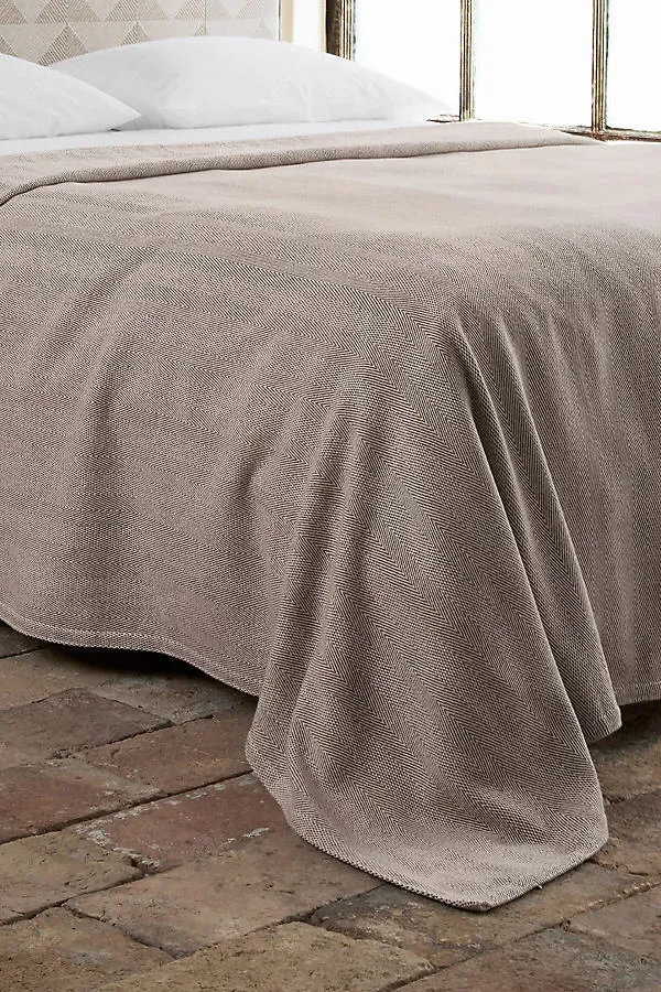 Lavanya Queen Size Blanket - Brown, Cotton by Anthropologie