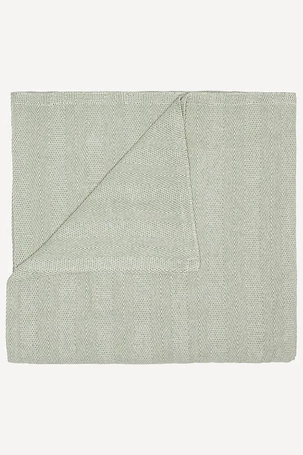 Lavanya Queen Size Blanket - Green, Cotton by Anthropologie, image 2