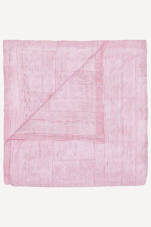 Nandi Hand Quilted Quilt - Pink, Cotton Voile by Anthropologie