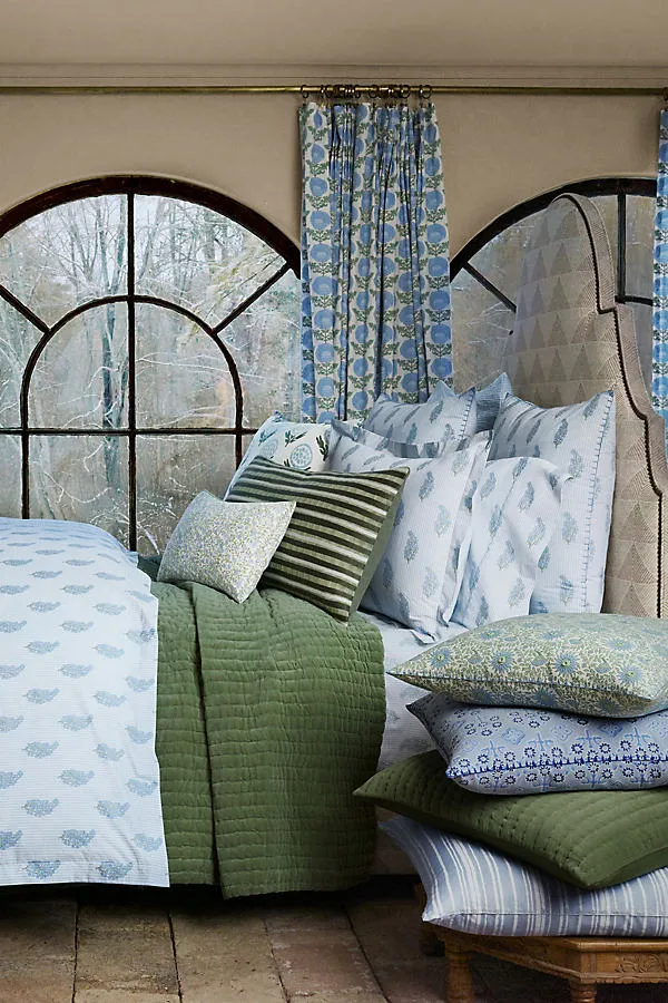 Nirvi King/Cal King Duvet - Blue, Organic Cotton Percale by Anthropologie
