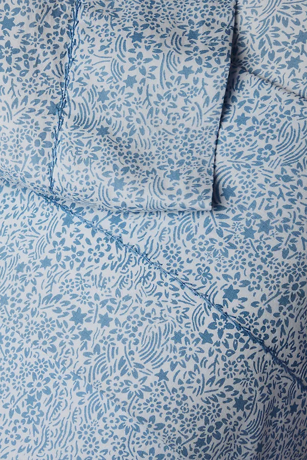 Zayan Standard Sheet Set - Blue, Cotton Gauze by Anthropologie