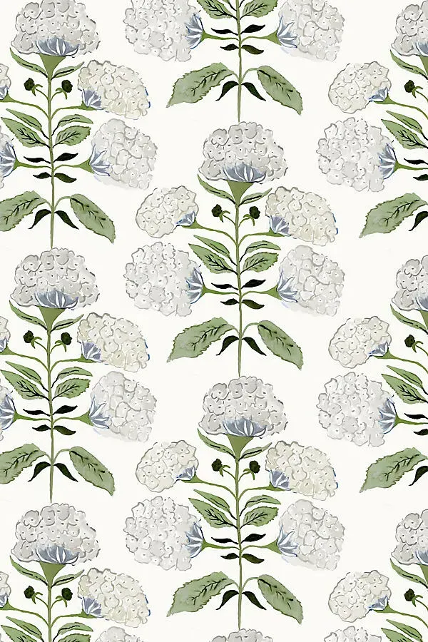Hydrangea Bloom Floral Peel-and-Stick Wallpaper - White product