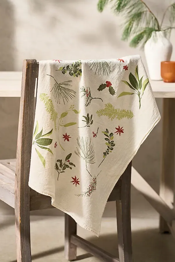 Boughs & Berries Dish Towel - Cotton by Anthropologie