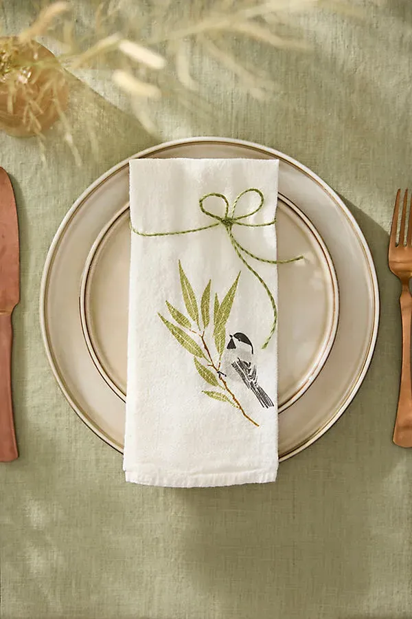 Chickadee Set of 4 Napkins - Cotton by Anthropologie