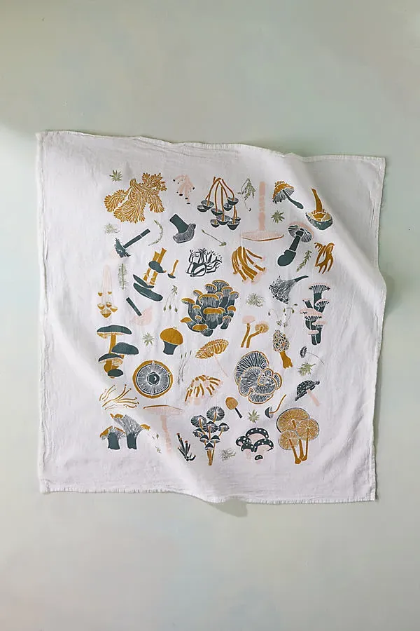 Moss + Mushroom Screen-Printed Dish Towel - Cotton product