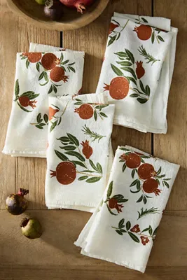 Pomegranates Napkins Set of 4 - Cotton by Anthropologie, image 2