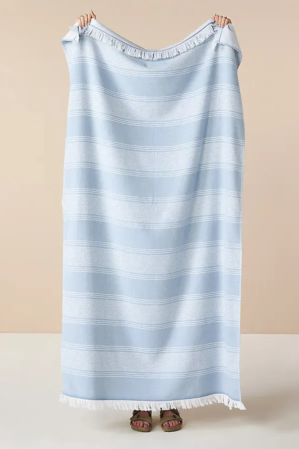 Isola Beach Towel with Fringe Trim - Blue, Cotton product