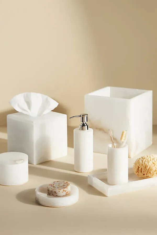 Kassatex Alabaster Soap Dispenser - White, Stainless Steel product