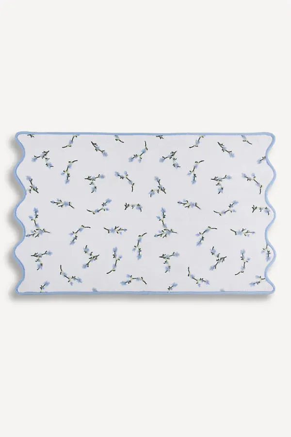Over the Moon Scallop Edge Bath Mat - Blue, Cotton product