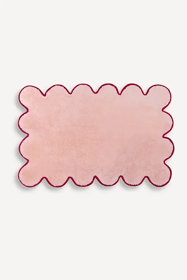 Scallop Edge Bath Mat - Pink, Cotton product