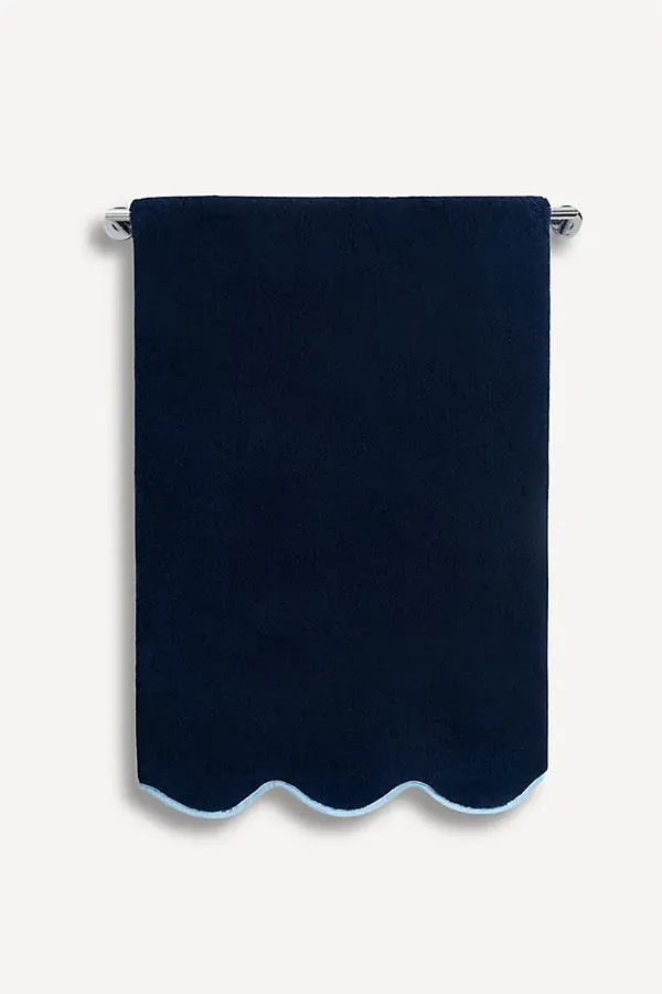 Scallop Edge Bath Towel Collection - Blue, Cotton by Anthropologie