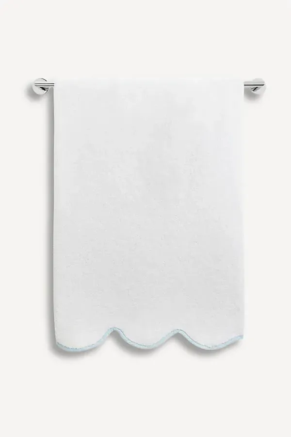 Scallop Edge Bath Towel Collection - Blue, Cotton by Anthropologie
