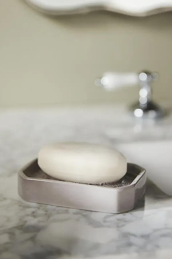 Shagreen Soap Dish - Grey, Porcelain product