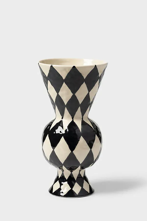 &Klevering Rhombic Handpainted Vase - Black, Stoneware product