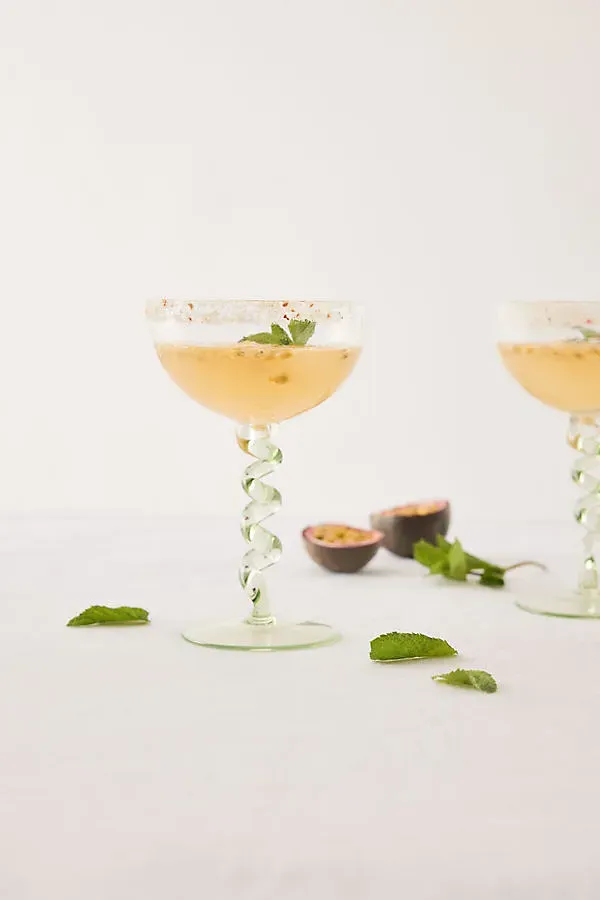 &Klevering Spiral Stem Coupe Glass Set of 2 - Green product