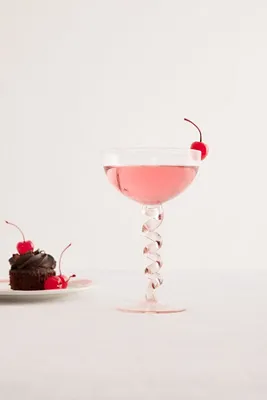 &Klevering Spiral Stem Coupe Glass Set of 2 - Pink by Anthropologie, alternate view