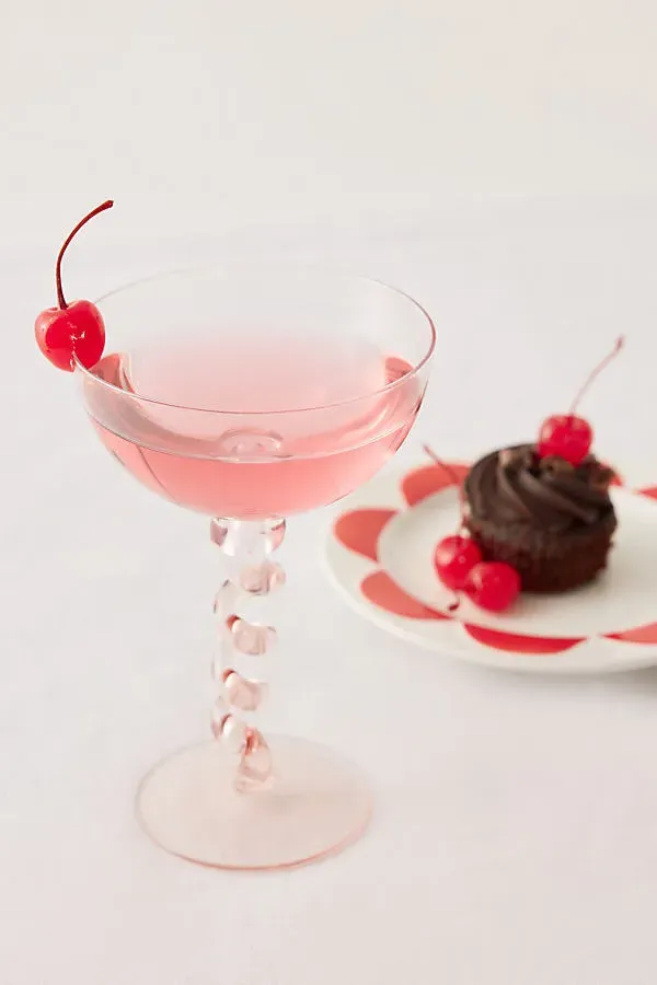 &Klevering Spiral Stem Coupe Glass Set of 2 - Pink by Anthropologie